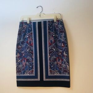 TALBOTS A-LINE SKIRT PRINTED RED/WHITE/BLUE SIZE 6